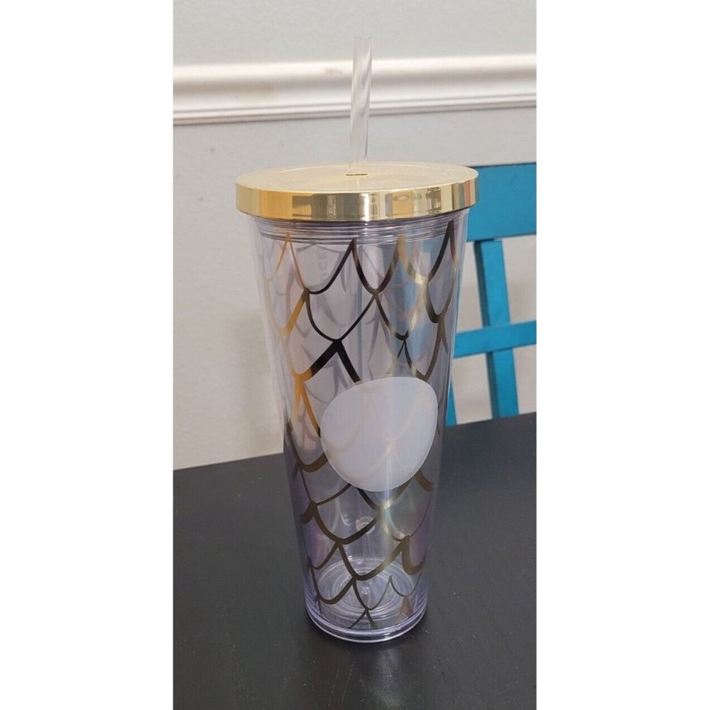 Starbucks Gold Siren / Mermaid Scales 24oz Tumbler Cold Cup 2016